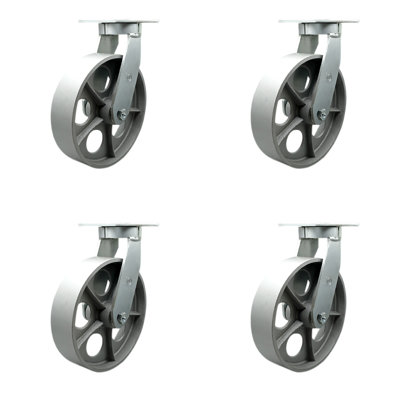 4 Piece Extra Heavy Duty Semi Steel Cast Iron Caster Set