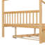Lit double naturel avec lit gigogne simple, structure, 2 têtes de lit, matériau en bois de pin idéal pour dormir, maximiser l'espace dans la chambre à coucher, amusant-130190499