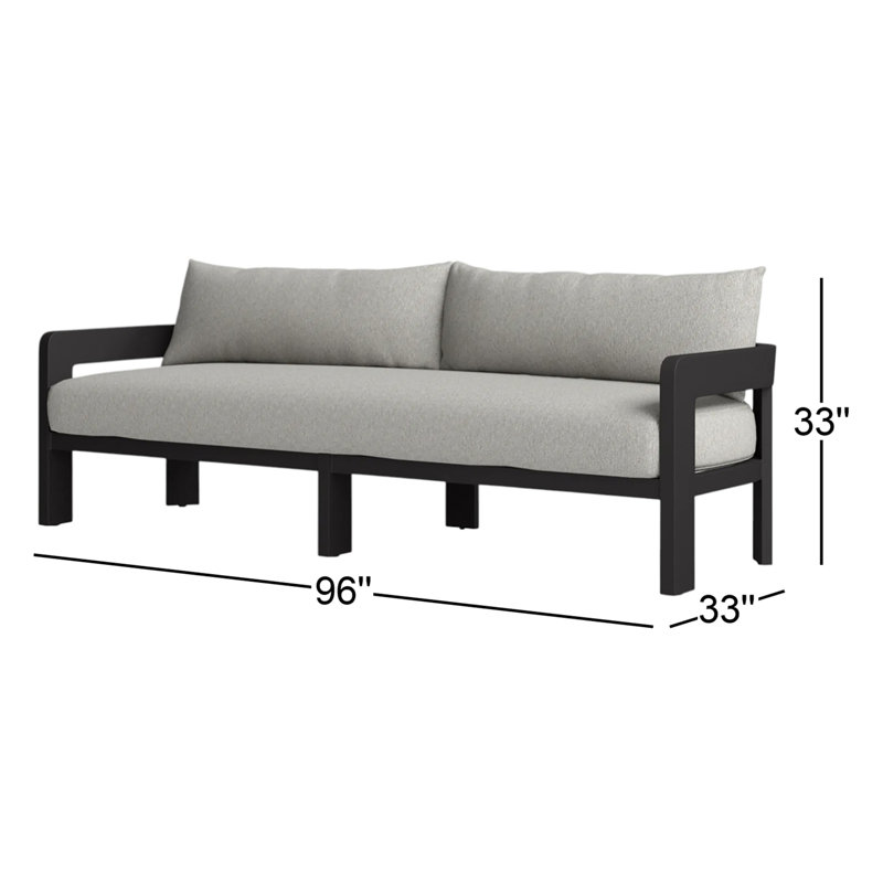 Jackson Outdoor Metal Sofa-96"-Alessi Linen, Concha Fog