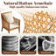 Chaise d'appoint rembourrée 24 po avec pieds en bois et accoudoirs en rotin, fauteuil de style Mid-Century pour une chambre ou un salon-603120205
