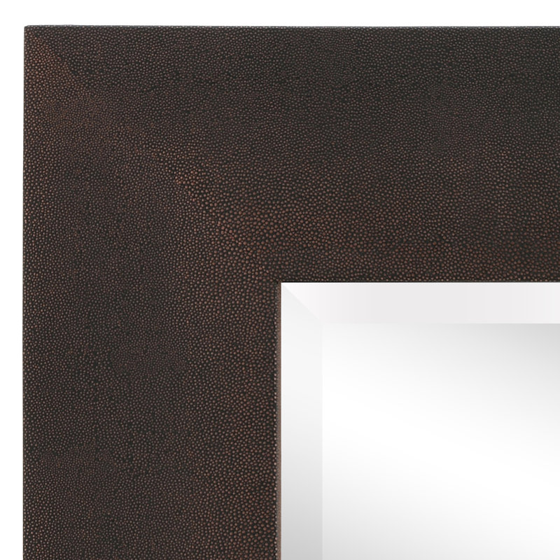 Square Leather Mirror, Gold/Black