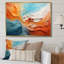 Teal Orange Bold Abstract Flow Collage I - Dams, art mural-153594434-153594435