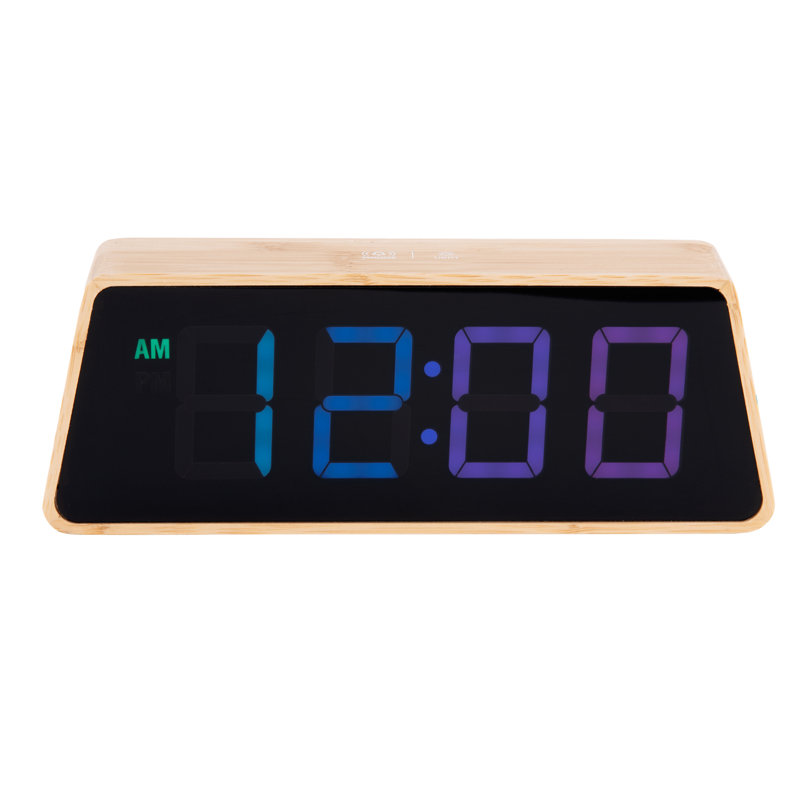 Digital Bamboo Quartz Movement / Crystal Alarm Tabletop Clock in Natural Wood