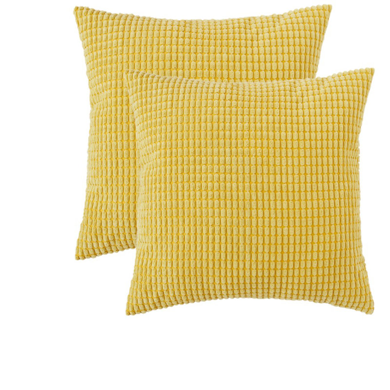 Houndstooth Cotton Blend Reversible Pillow Cover, 18" x 18", Yellow