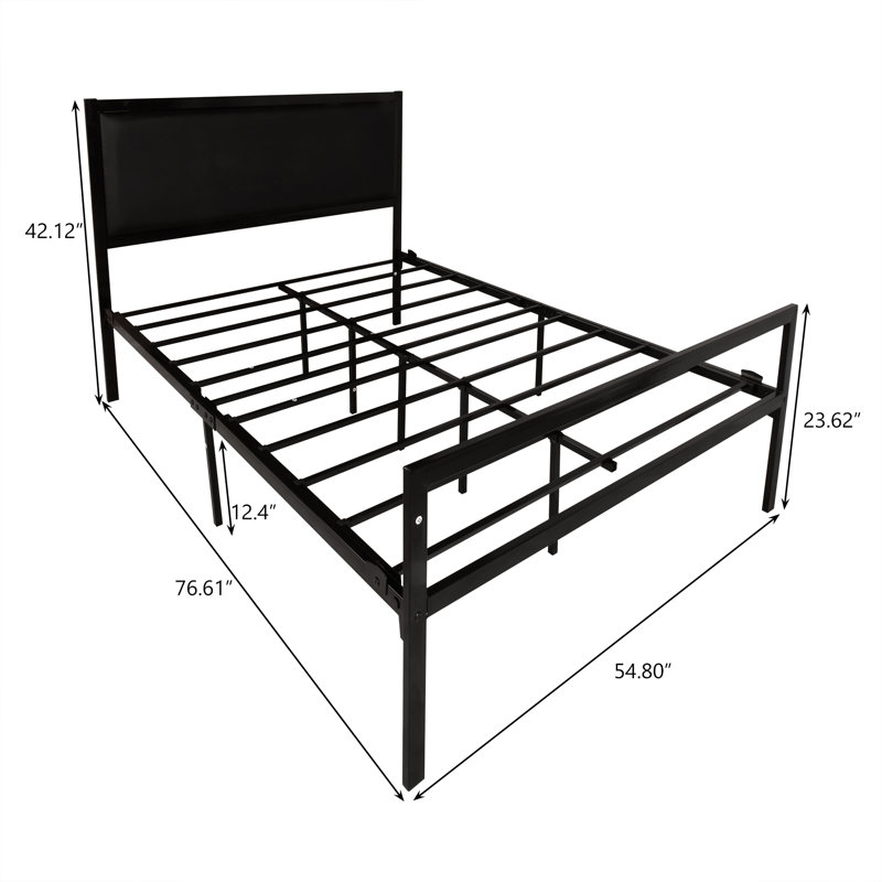 Babbitt Vegan Leather Metal Platform Bed, Full