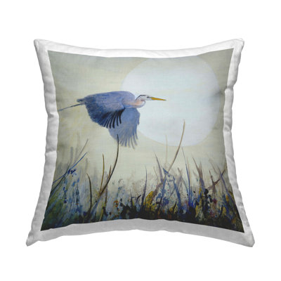 Coussin décoratif Stupell Industries Full Moon & Heron par Floy Zittin