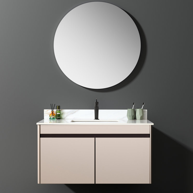 Plateau de meuble-lavabo en marbre blanc pour salle de bain 43 po - Lavabo rectangulaire encastré, dosseret de 4 po, trou de robinet pré-percé, avec armoires l 42 po x P 21 po, 42 po x 21 po