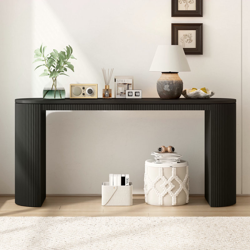 Console incurvée à rayures verticales uniques, Noir