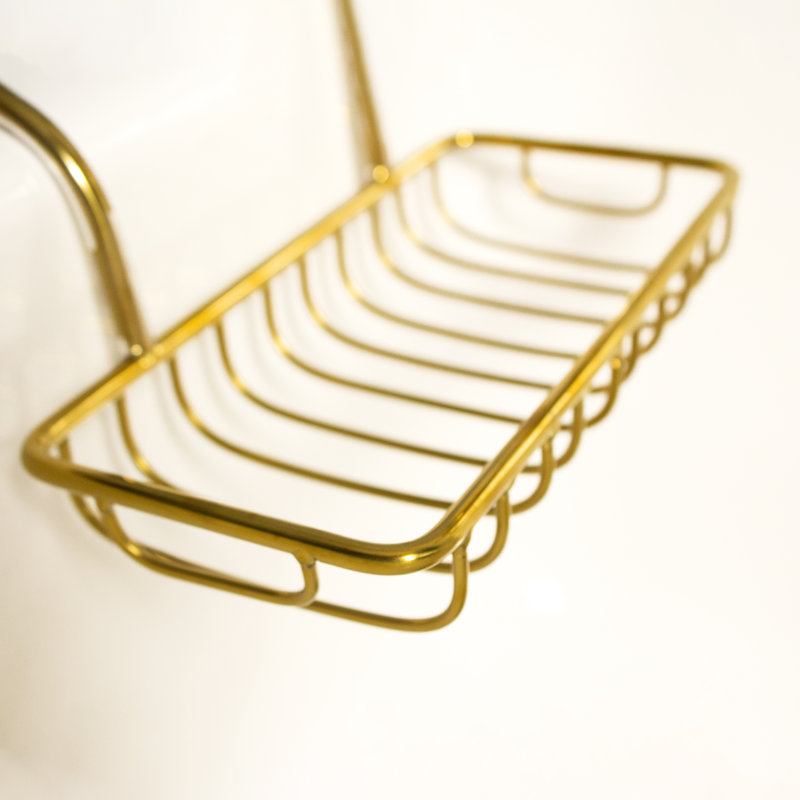 Premium Accessories Over Sink Soap Dish Holder, Brass