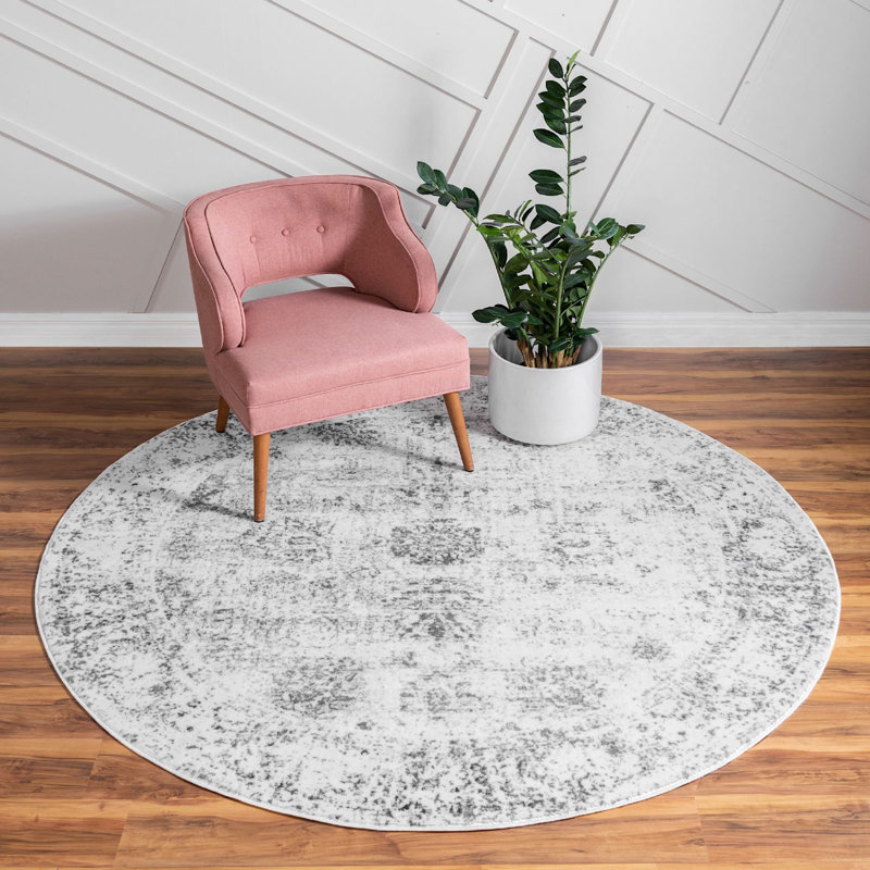 Tapis argenté Pokorny Ikat, Rond 7 pi