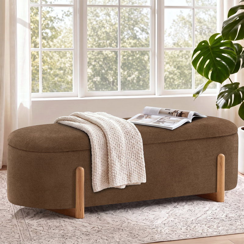 Banc de rangement à couvercle rabattable moderne avec compartiment caché, DARKKHAKIBR