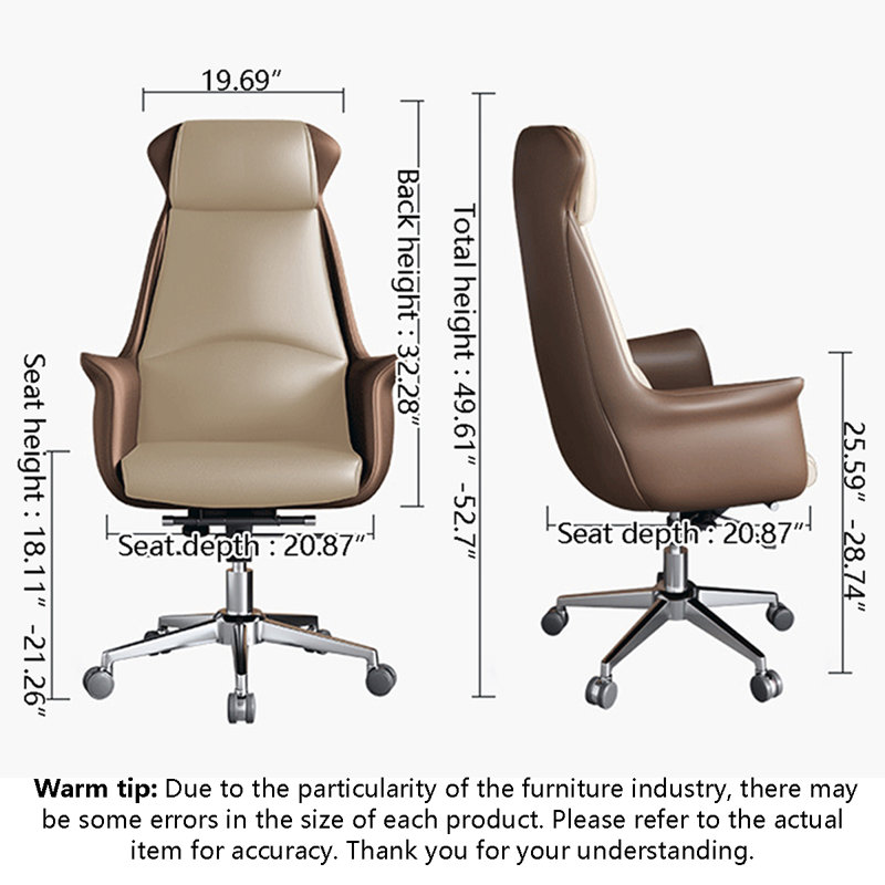 Chaise de bureau en métal et cuir Minimalist