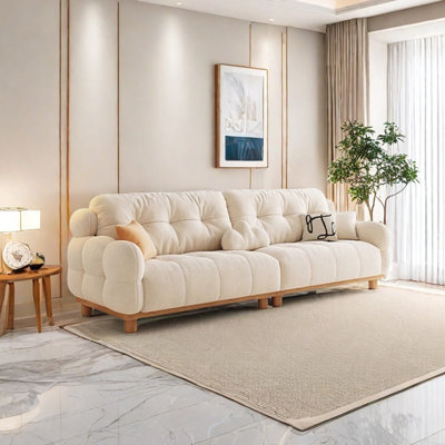 Log cream style simple fabric sofa