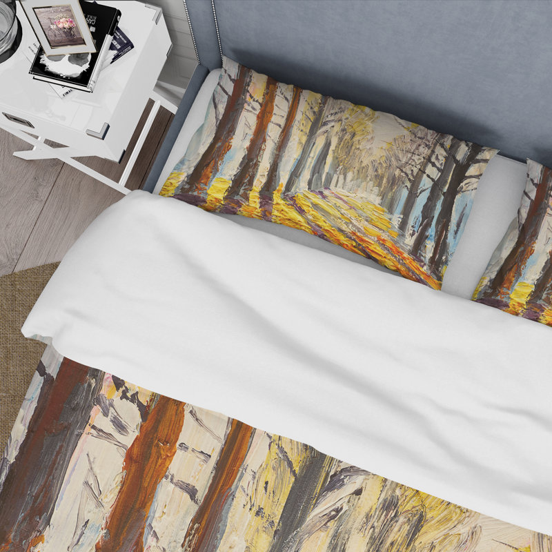 Ensemble de housse de couette Sunshine Through The Autumn Trees - Lake House - Microfibre de polyester