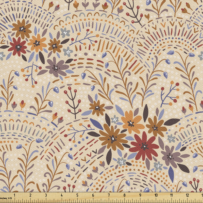 Chass Pastel Flourish with Rural Flowers Lily Berry Branches Autumn Multi-Purpose Fabric