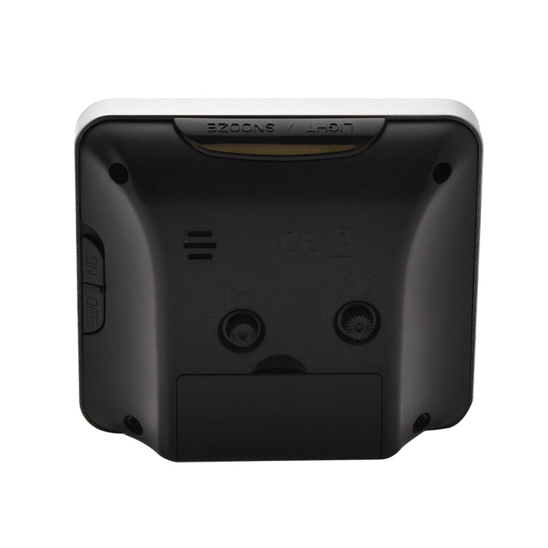 Analog Battery-Operated Alarm Tabletop Clock in Silver/Black