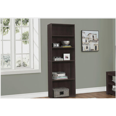72-inch 6-tier transitional bookshelf with adjustable shelves