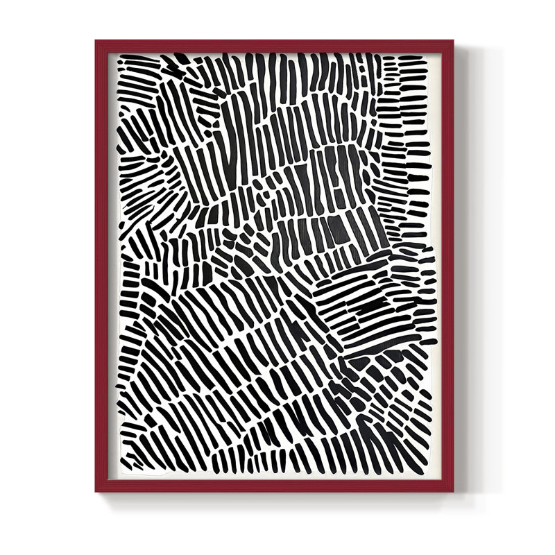 Impression abstraite encadrée «Cxxix» - prête à être accrochée, H 14 po x P 11 po, Rouge