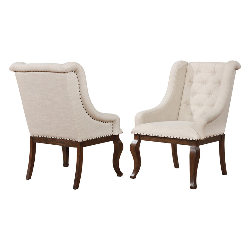 Chaise avec accoudoirs en tissu capitonné Narcie, Java antique