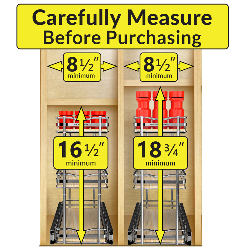 Narrow 3-Tier Wood and Chrome Pull-Out Spice Rack