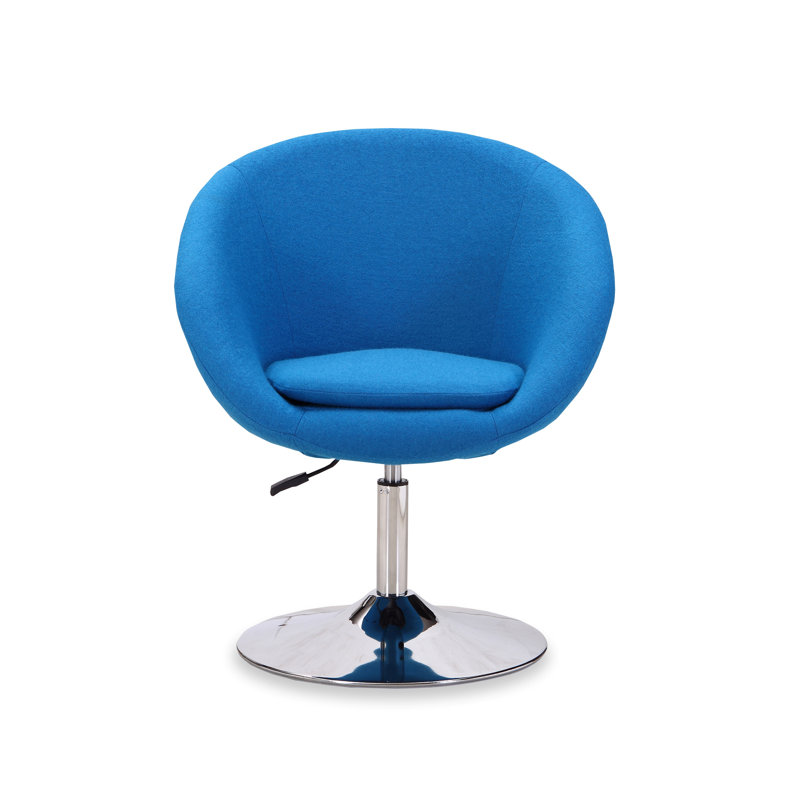 Fauteuil demi-tonneau pivotant de 26 po Helmuth, Laine bleue