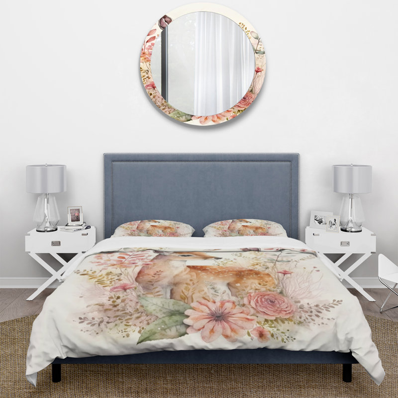 Adorable ensemble de housse de couette en microfibre / polyester, Housse de couette pour grand lit et 2 taies décor