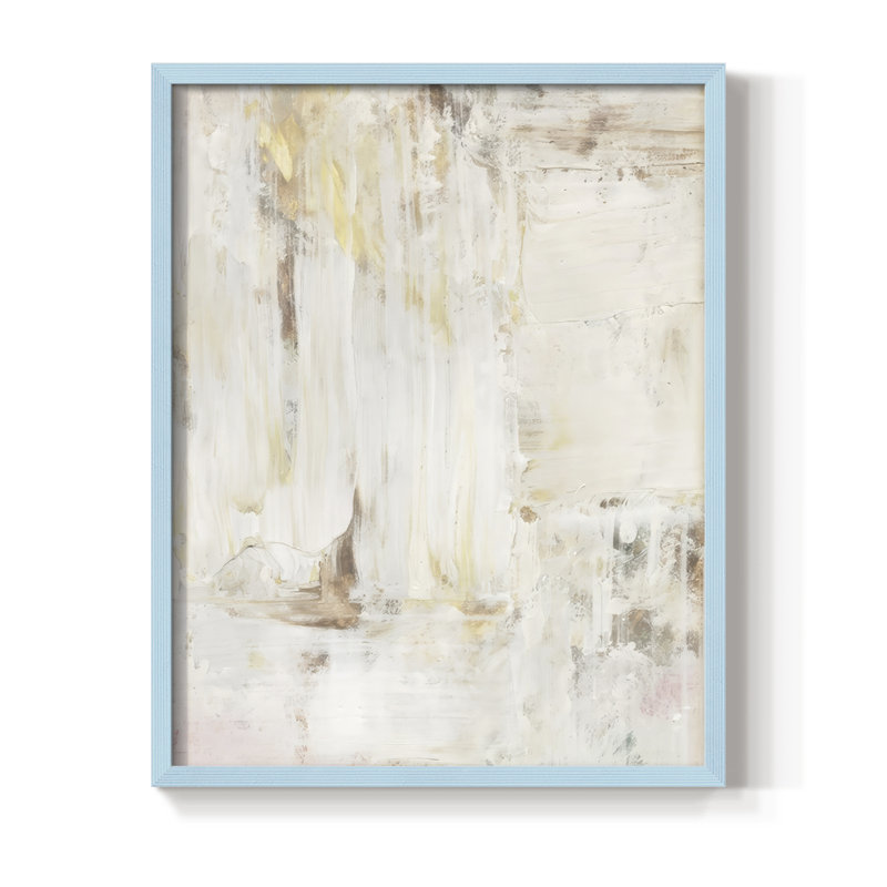 «Milky Patina I», reproduction encadrée - bois massif, H 15 po x l 12 po, Cadre bleu