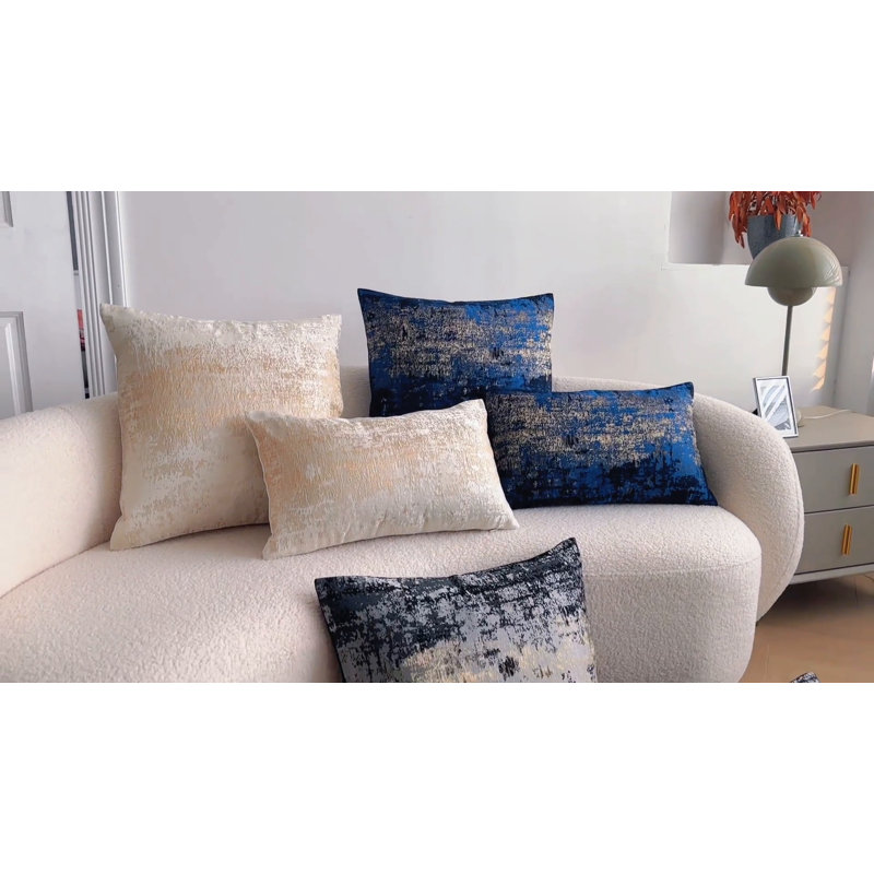 Luxurious Black and Gold Velvet Jacquard Throw Pillow Cover 20" x 20"