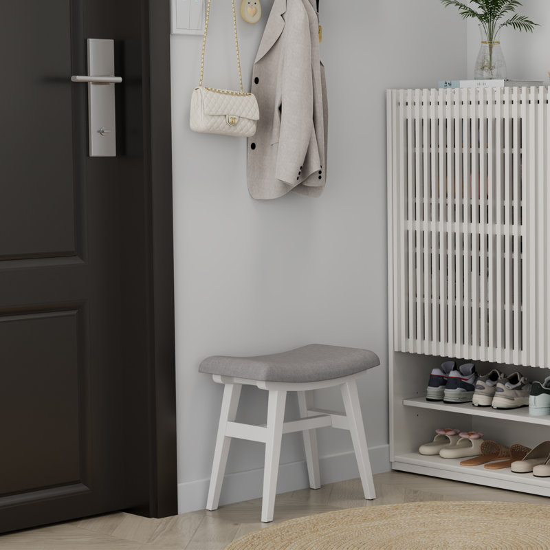 Solid Wood Vanity Set with Stool, Flip Top Mirror, Adjustable Lights and Glass Tabletop, White