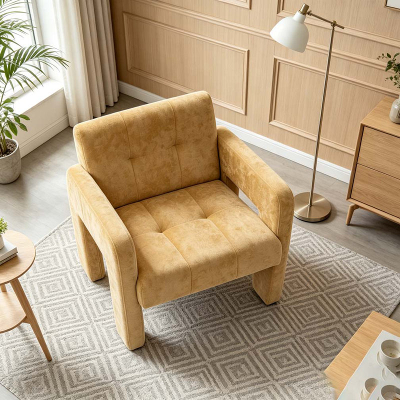 Fauteuil simple moderne et minimaliste, Jaune moutarde