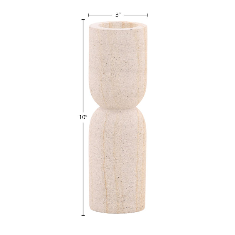 Vidal 10" Tall Palimanan Stone Candle Holder, Natural