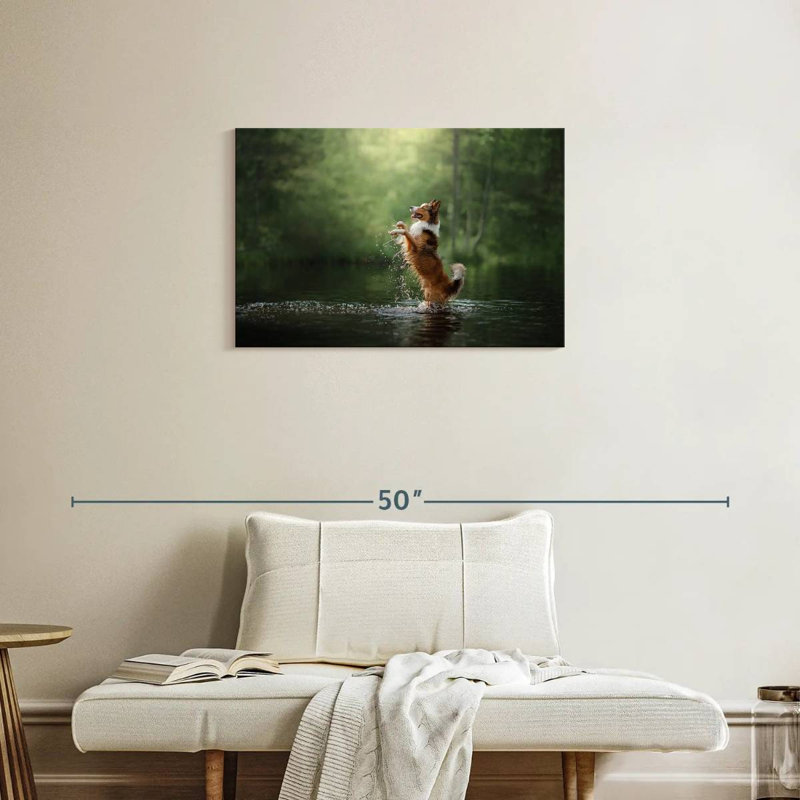 Chien de lac ludique, H 20 po x l 30 po