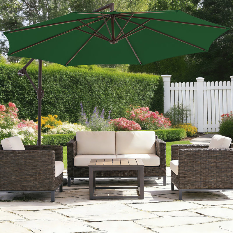 Parasol en porte-à-faux rond avec contrepoids 120 po Beeram, Vert