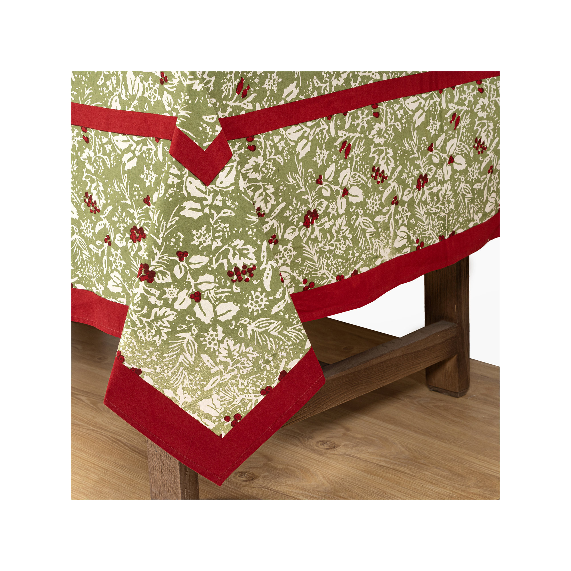 Liljan Floral Christmas Tablecloth, 86" x 59"