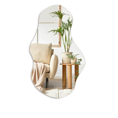Irregular Wall Mirror Asymmetrical Mirror, 28''X17'' Decorative Modern Mirror For Bedroom Bathroom Living Room Entryway, Cloud Frameless Wall Mounted Mirror