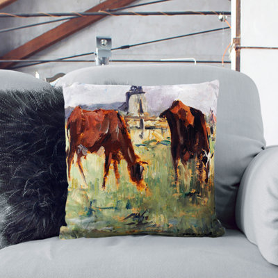 Cows In A Field Square Throw Cushion