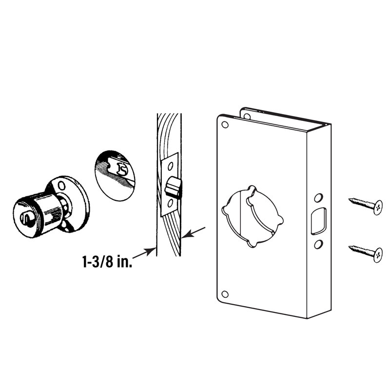 Plaque de renfort de porte et de serrure Prime-Line pour 1-3 / 4 po Portes épaisses, (paquet simple), Acier Inoxydable