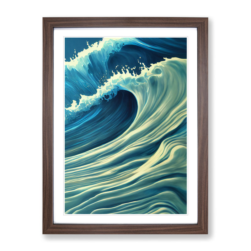 Ocean Wave No.1 - Wall Art, 34cm H x 25cm W x 2cm D, Walnut Framed