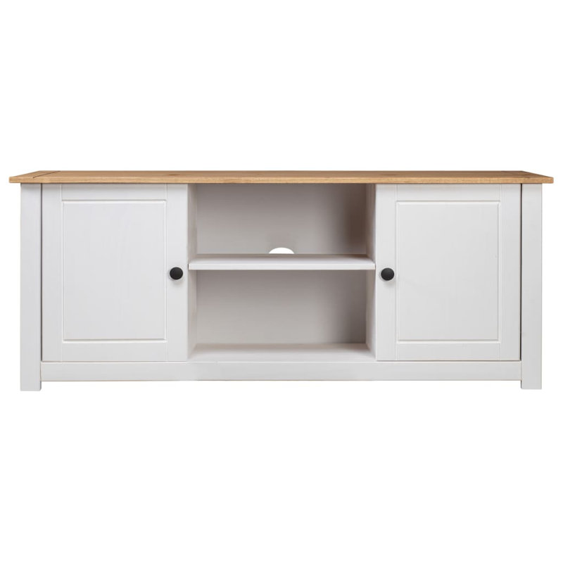 Simonetti Solid Wood TV Stand, White/Natural