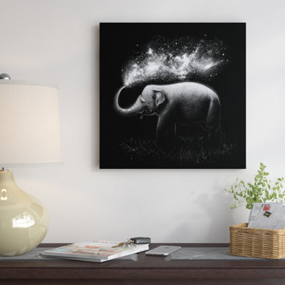 « éléphant splash », impression sur toile tendue