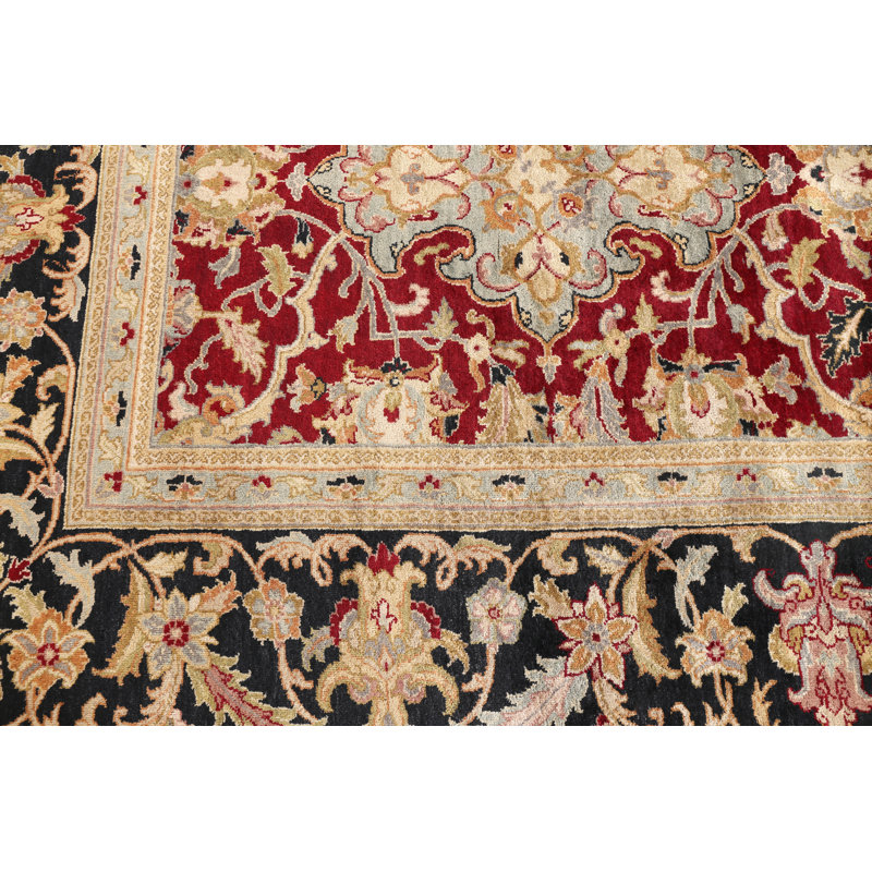Polonaise Wool Oriental Area Rug in Burgundy/Black/Brown, Rectangle 9' x 12'
