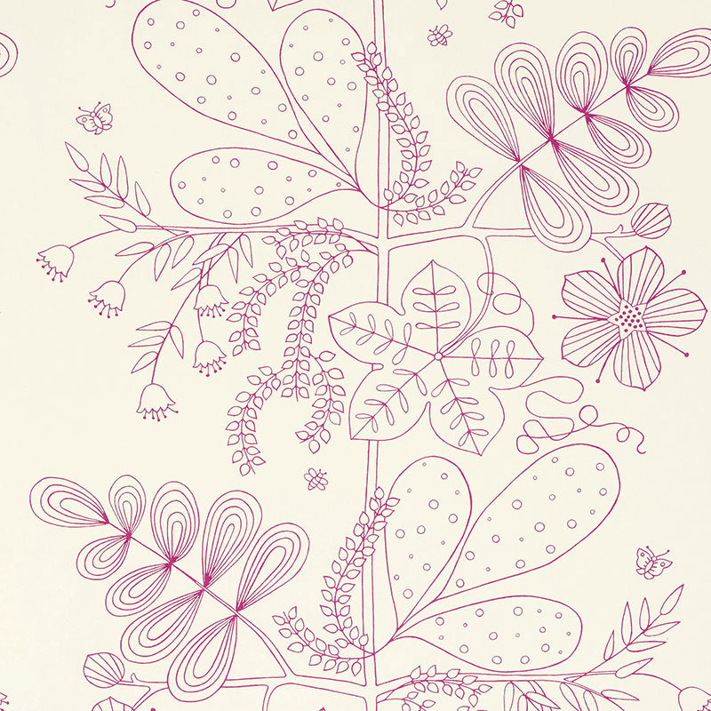 Tissu imprimé Blommen, Fuchsia