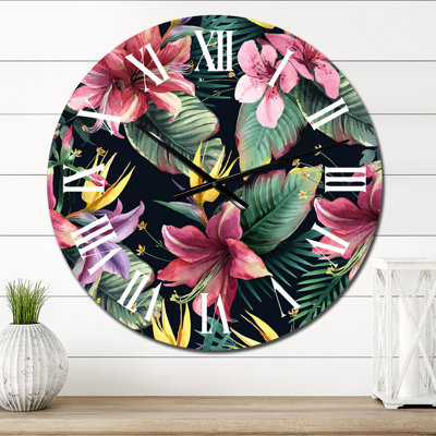 Horloge murale tropicale Dark Red