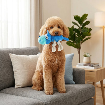 Squeaky Dog Toy for Large Power Chewers, Keeps Them Busy, Blue, Medium Size