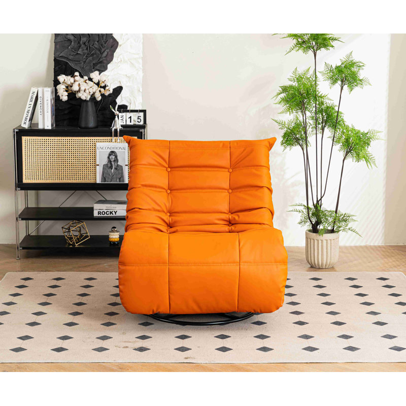 Chaise berçante en cuir, Orange