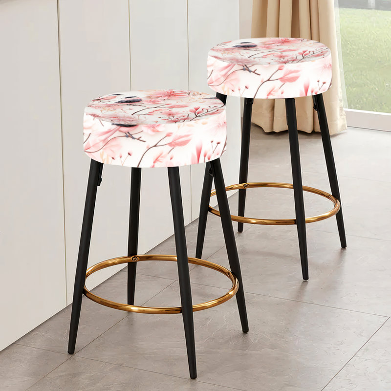 Ensemble de 2 tabourets de bar scandinaves Avian Elegance Serenity Blossoms
