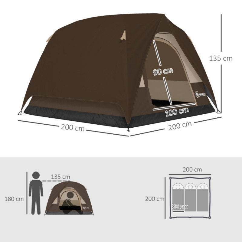 4 Person Tent, Brown