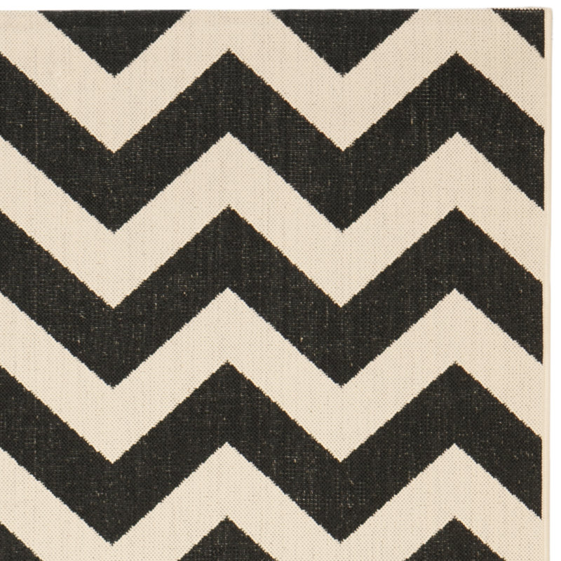 Tapis intérieur / extérieur en coton noir / beige Arneshia, Rectangle 2 pi 7 po x 5 pi