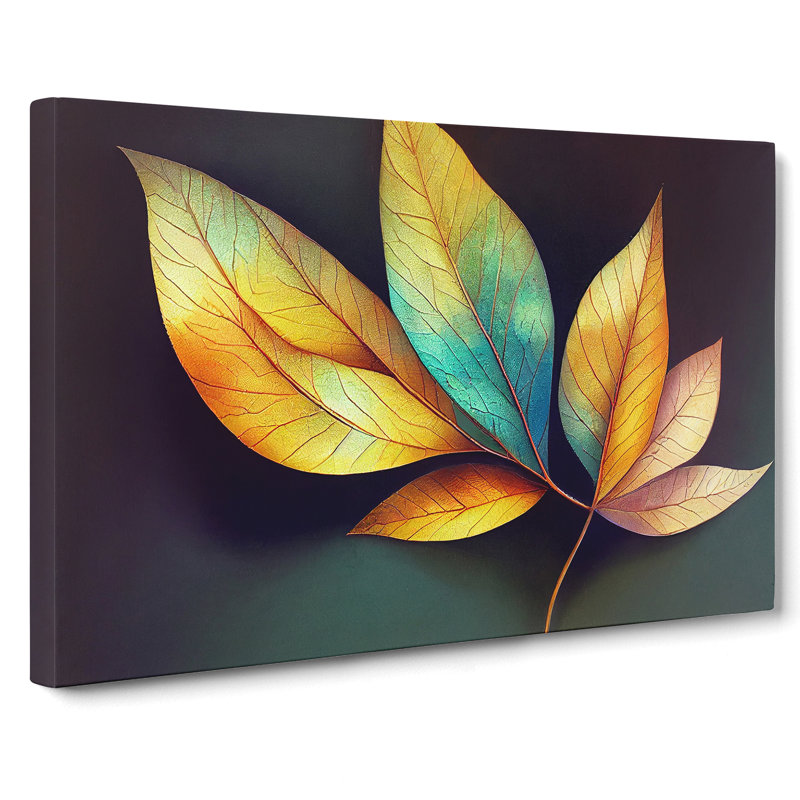 Soulful Colourful Leaf - Wrapped Canvas, 50cm H x 76cm W x 3cm D