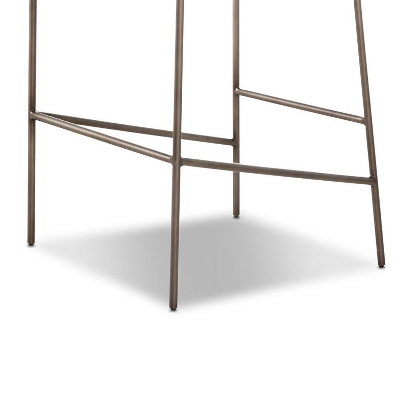 Astrud Upholstered Stool with Metal Frame, Counter Stool (25" Seat Height), Polyester Blend White